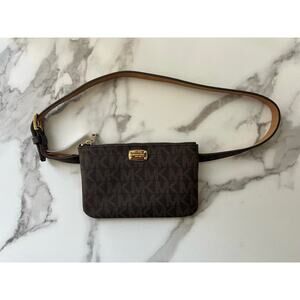 Michael Kors Logo Brown Leather Waist Bag Fanny Pack